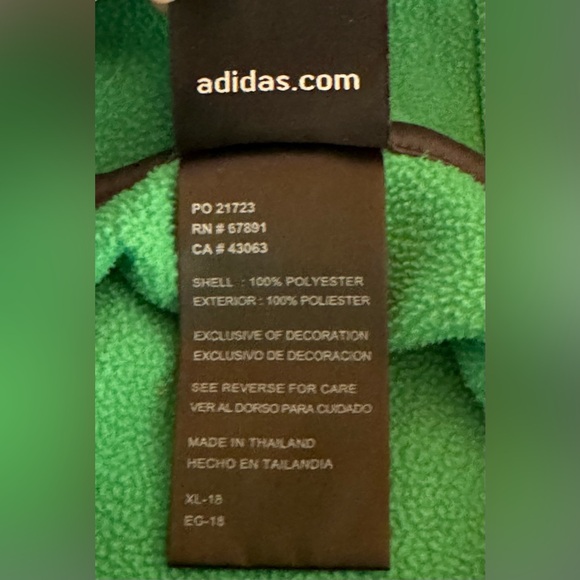 Adidas Youth Green Hoodie Size 18 (similar to women’s small) - Picture 7 of 10